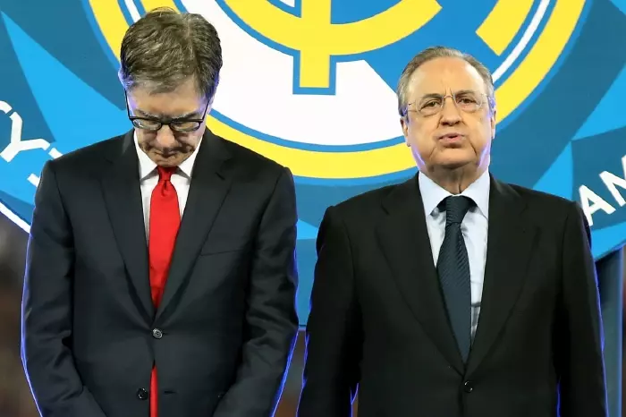 John W Henty Liverpool owner with Florentino Perez May18