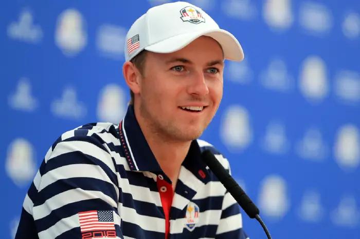 Team USA's Jordan Spieth during a press conference on preview day three of the Ryder Cup at Le Golf National
