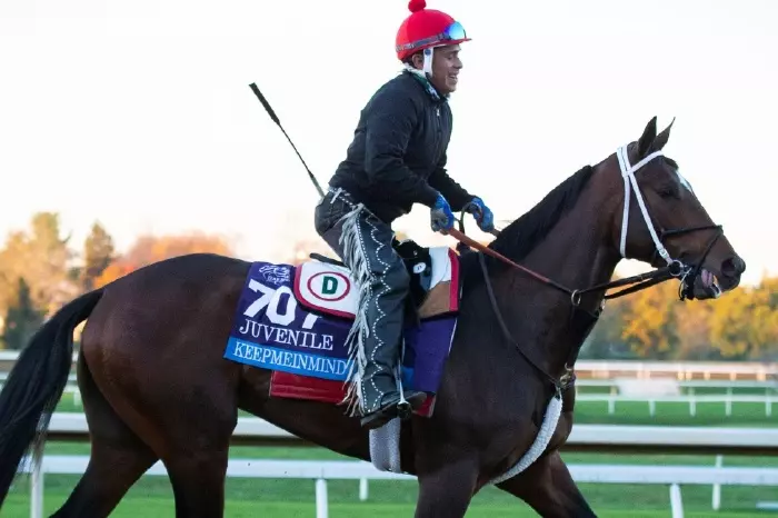 Keepmeinmind works out at the 2020 Breeders' Cup
