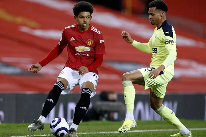 Manchester United's Shola Shoretire and Newcastle's Jacob Murphy
