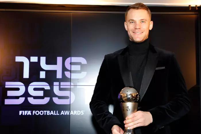 Manuel Neuer at the The Best FIFA Football Awards in 2020, being awarded as The Best FIFA Men's Goalkeeper