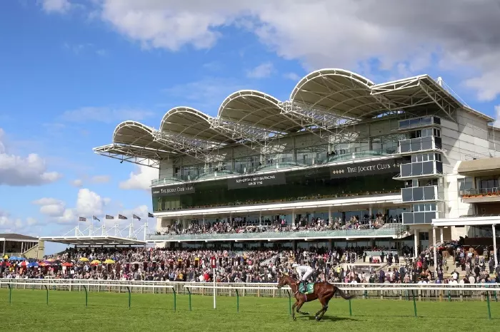 A view of the stands on the Rowley Mile at Newmarket racecourse