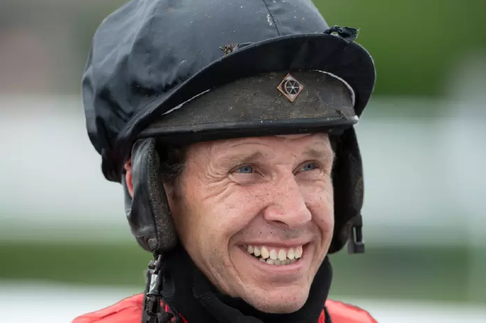 Jockey Richard Johnson following his win in the signsolutions.org Handicap Hurdle at Southwell Racecourse on July 1, 2020
