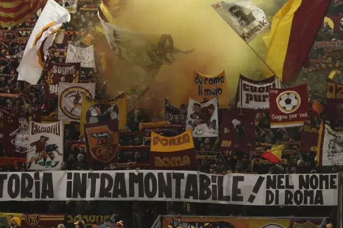 Roma hooligans in the Curva Nord