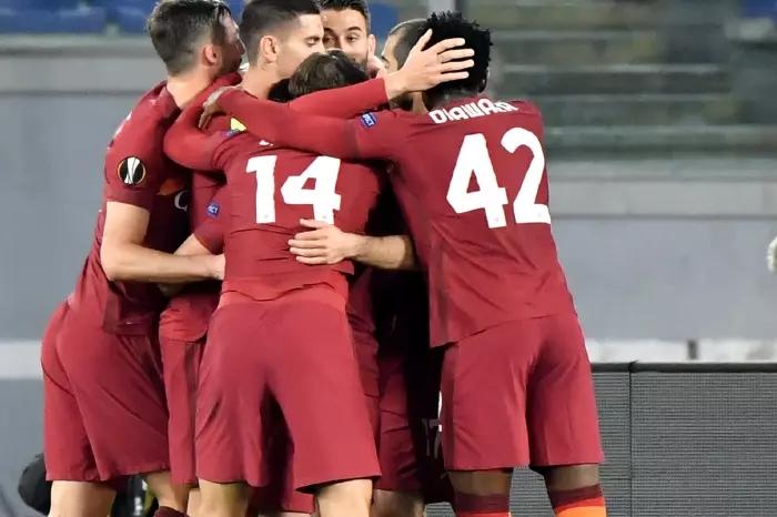 Roma celebrate a goal