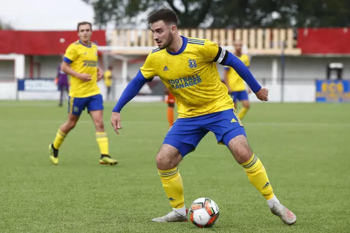 Ross Gleed of Hashtag United during FA Cup Qualifying - Second Round between Hashtag United and Braintree Town at The Len Salmon Stadium, Bowers and Pitsea FC, Pitsea, UK on 03rd October 2020