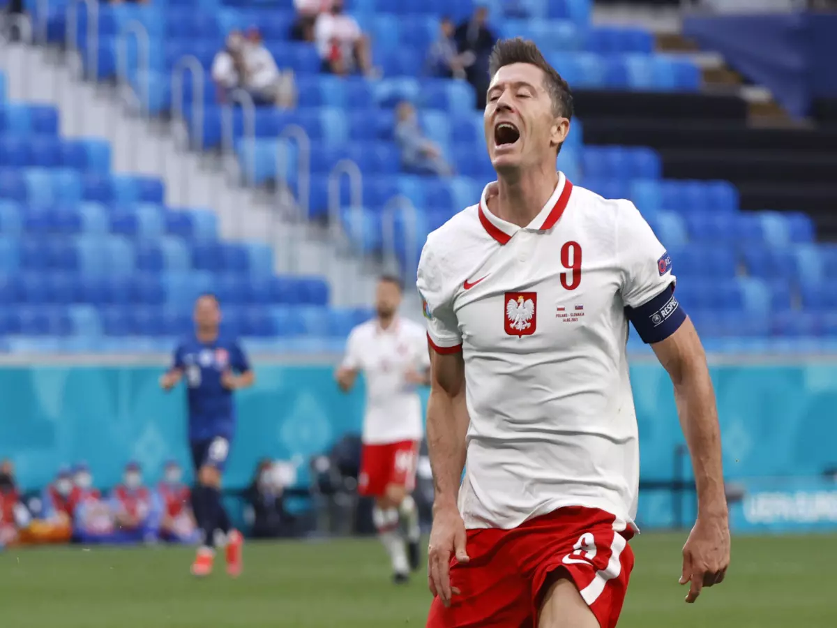 Poland's Robert Lewandowski had a frustrating game