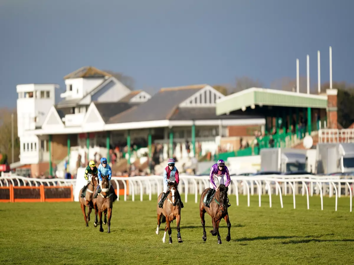 Runners and riders going to post before the opening race at Catterick