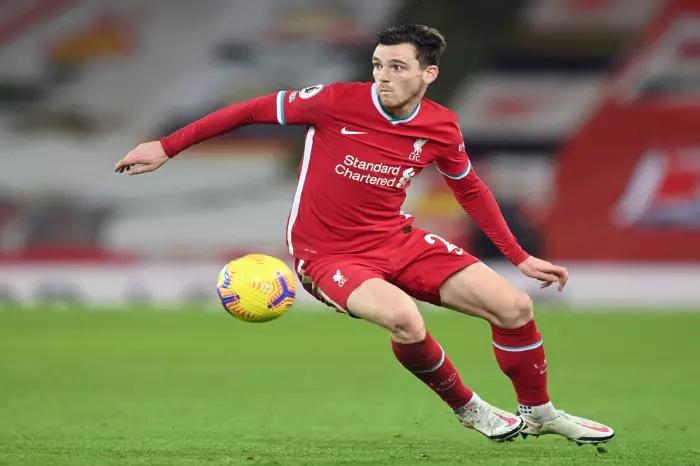 Liverpool defender Andy Robertson with the ball