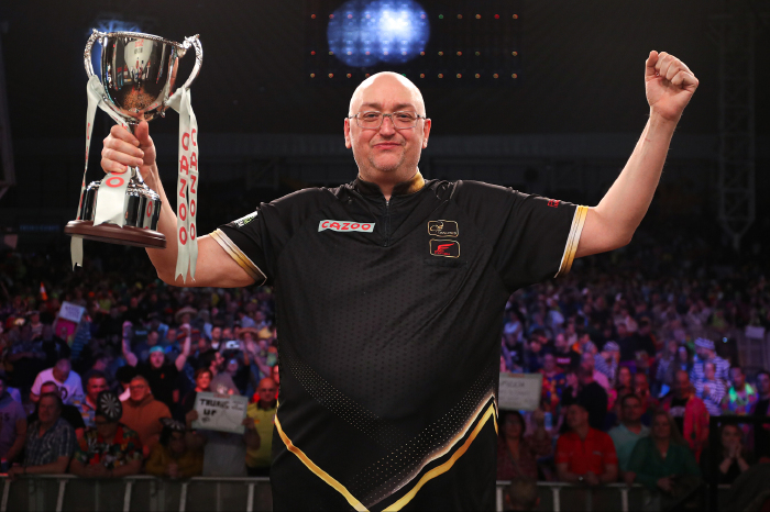 Andrew Gilding celebrates winning the UK Open - March 2023