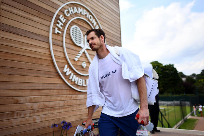 Andy Murray practice at Wimbledon