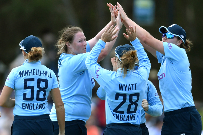 England’s Anya Shrubsole celebrates wicket