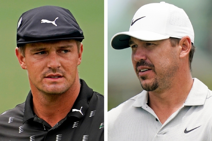 Brooks Koepka (right) ran out an easy winner.