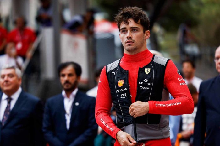 Ferrari driver Charles Leclerc on the grid in Monaco
