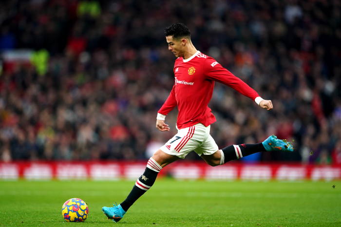 Cristiano Ronaldo prepares to strike a free-kick for Manchester United