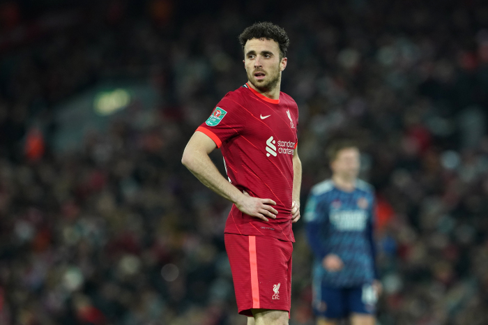 Diogo Jota appears frustrated as Liverpool draw with Arsenal in the Carabao Cup