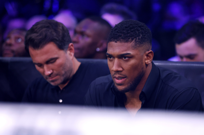 Eddie Hearn and Anthony Joshua are seen at UFC London