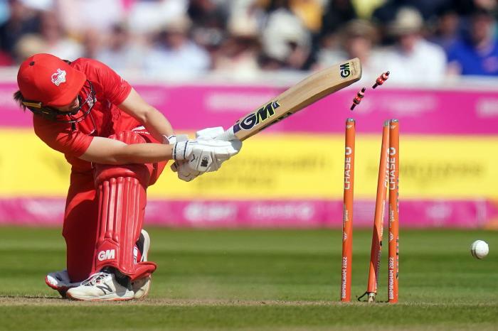 England Amy Jones loses her wicket at the Commonwealth Games bronze medal match