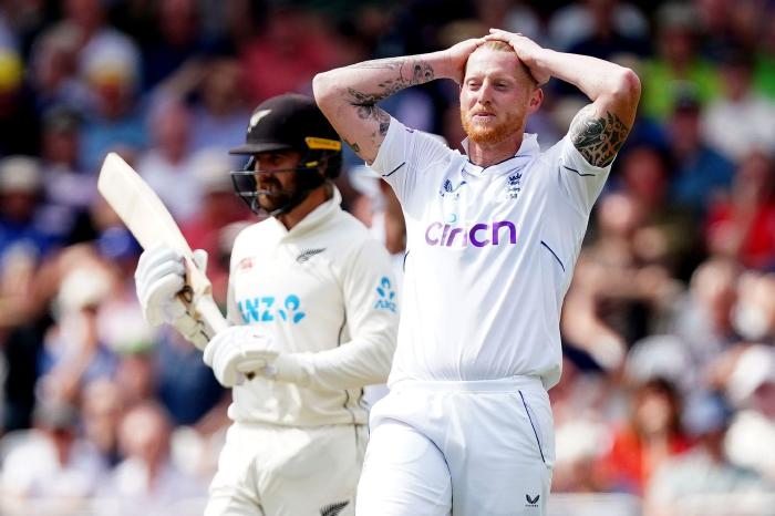 Ben Stokes looks on for England on day of frustration against New Zealand
