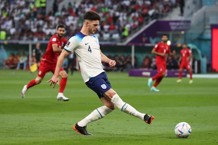 England midfielder Declan Rice playing against Iran at the World Cup - November 2022