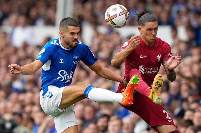 Conor Coady in action for Everton against Liverpool