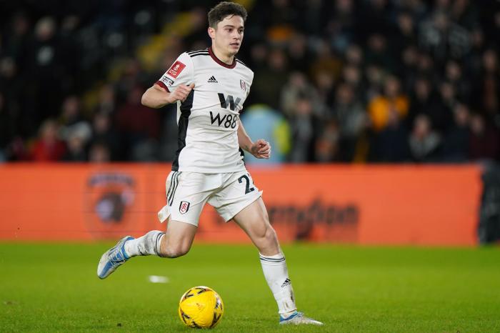 Fulham's Daniel James on his way to scoring the second goal of the game during the Emirates FA Cup third round match at the MKM Stadium - Jan 2023