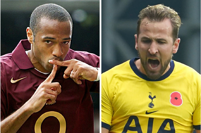 Harry Kane has overtaken Thierry Henry with 176 Premier League goals