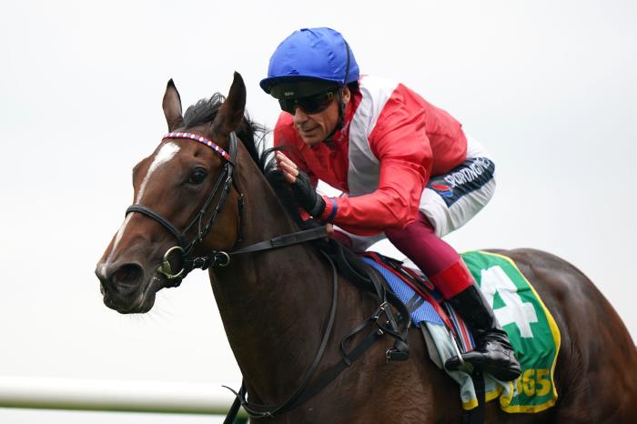 Inspiral and Frankie Dettori win the Fillies Mile at Newmarket