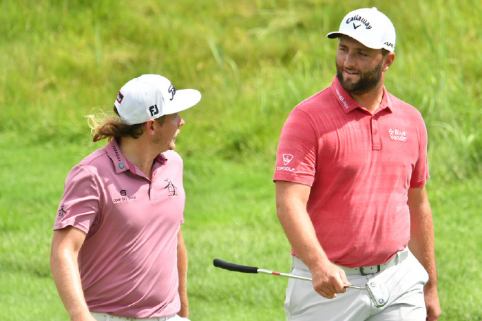 The Spaniard and the Australian are tied for the lead on the Plantation Course at Kapalua and five blows clear of the field.