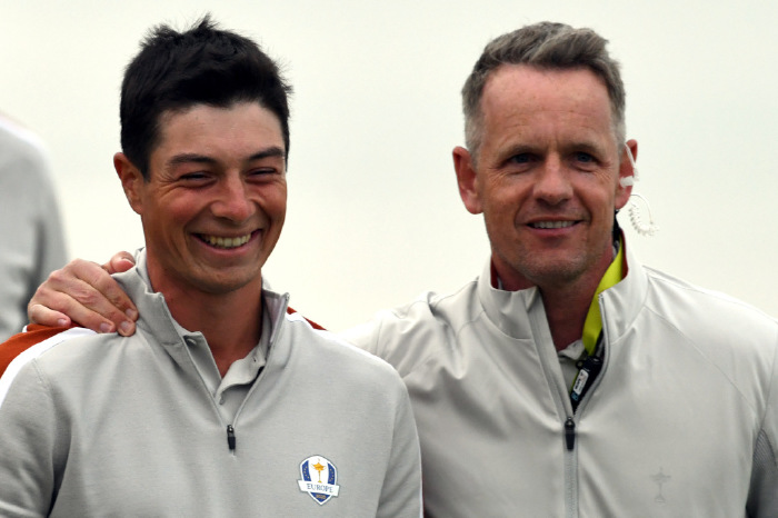 Luke Donald and Viktor Hovland during the 2021 Ryder Cup