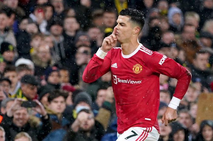 Cristiano Ronaldo celebrates his goal against Norwich