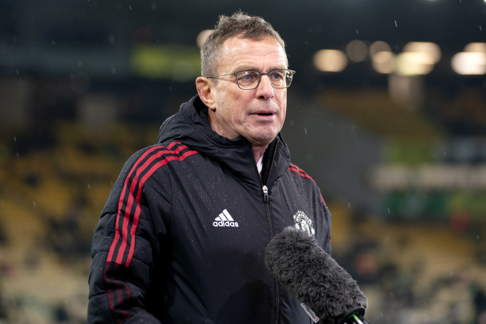 Ralf Rangnick speaking to the media after the loss to Wolves