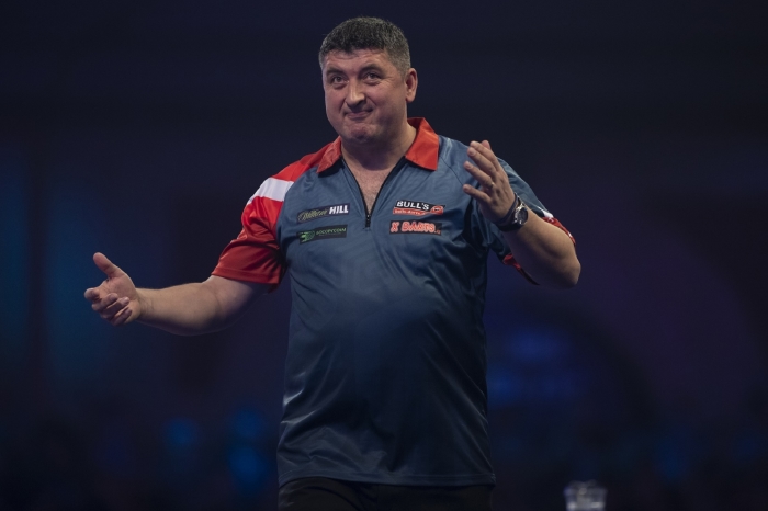 Mensur Suljovic stuns Gerwyn Price in the second round of the Gibraltar Darts Trophy