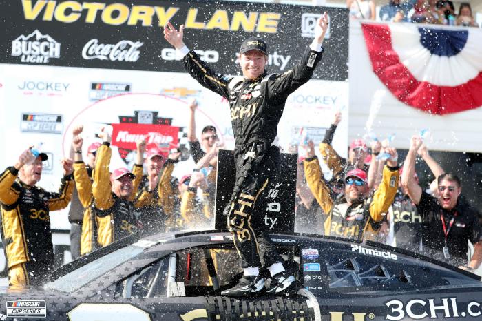 Tyler Reddick celebrating his first NASCAR Cup Series win