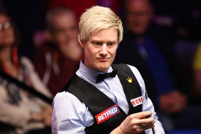 Neil Robertson trails in the second round of the World Snooker Championship
