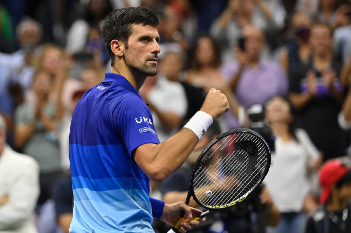Novak Djokovic celebrates at US Open