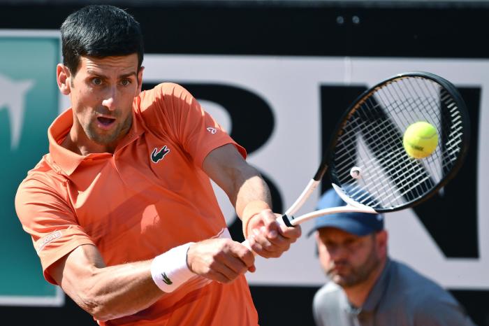 Novak Djokovic in action at Rome Masters