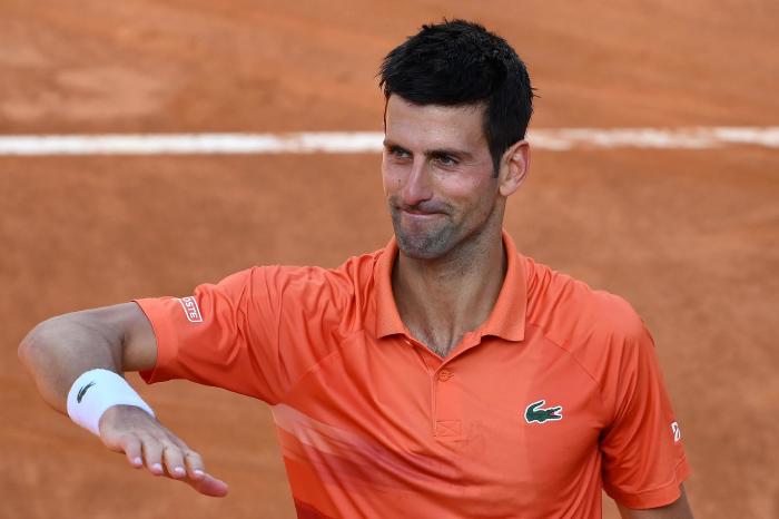 Novak Djokovic on court in Rome