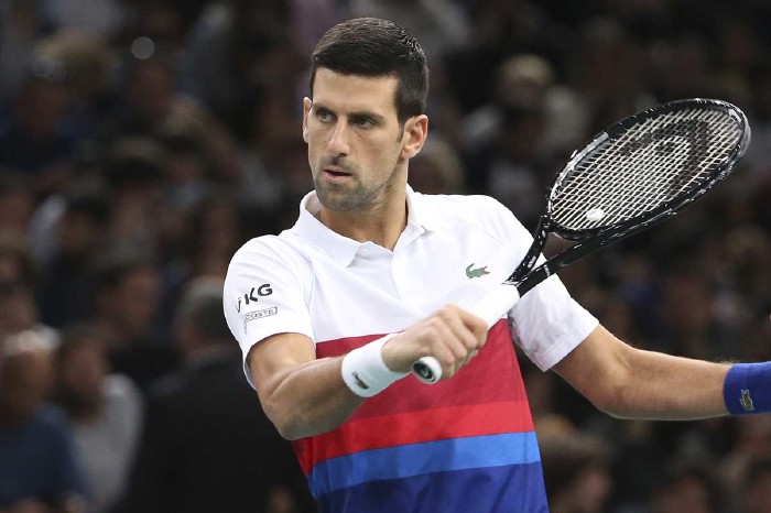 Novak Djokovic volley at Paris Masters