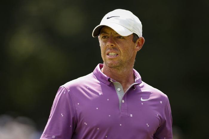 Rory McIlroy looks on from the first green during the final round of the BMW Championship