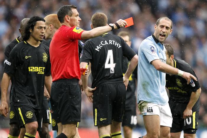 Pablo Zabaleta - one of six men to be sent off in the FA Cup final