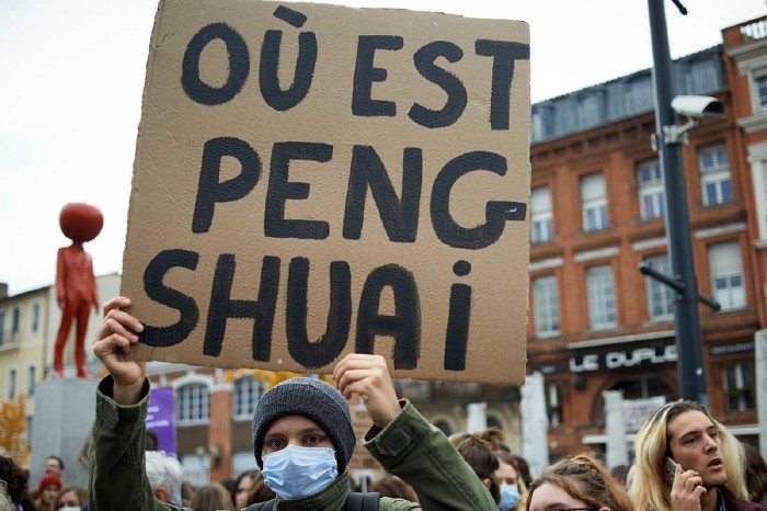 Peng Shuai protest in France