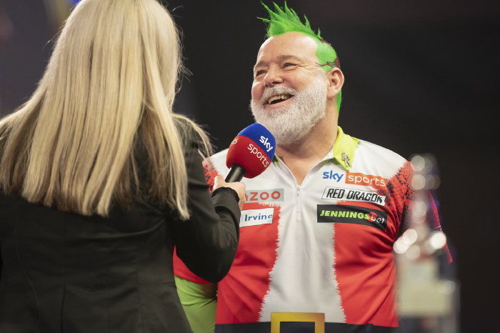 Peter Wright being interviewed at the World Darts Championship
