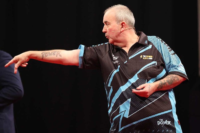 Phil Taylor in action for the first time in four years
