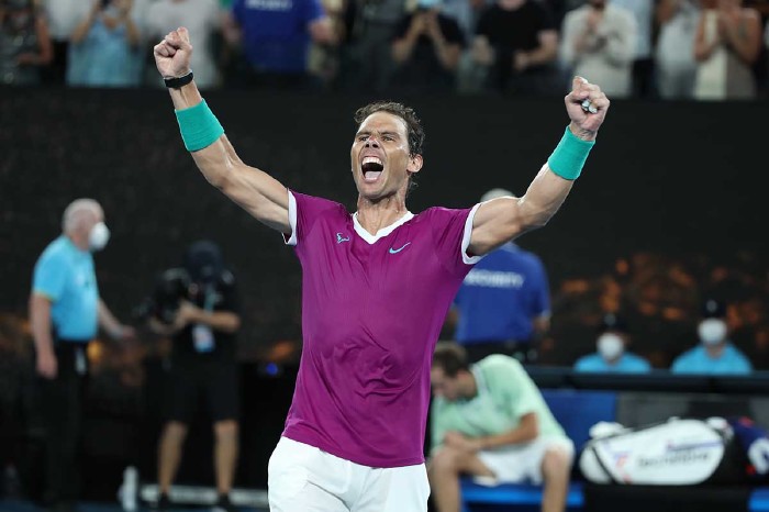 Rafael Nadal celebrates Australian Open win