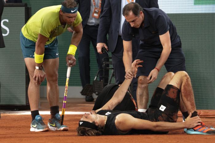 Alexander Zverev sustains ankle injury against Rafael Nadal in French Open