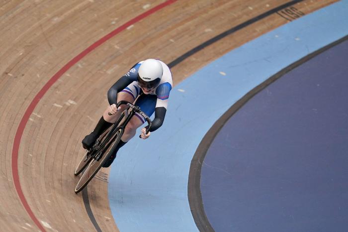Great Britain’s Lauren Bell in action during the Women’s 500m Time Trial Final