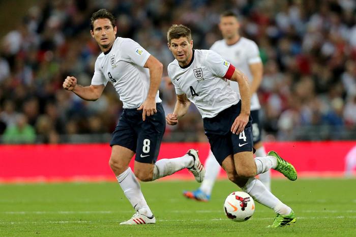 Steven Gerrard in action for England with Frank Lampard