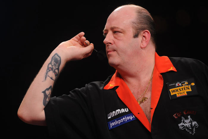 Ted Hankey in action at the BDO World Darts Championships