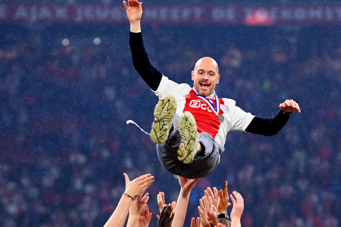 Erik ten Hag celebrated with Ajax after winning the Dutch title